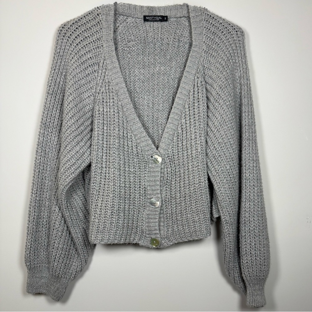 Nasty Gal Grey Cropped Knit Sweater